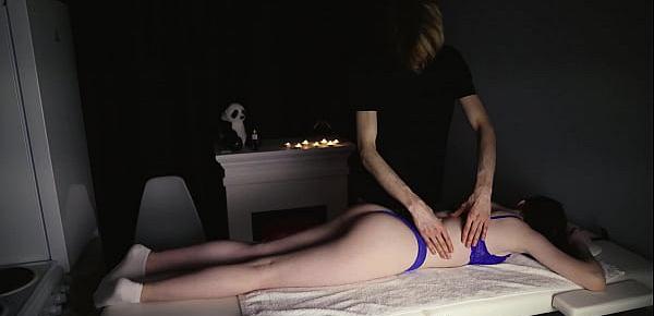  The girl moans loudly during the massage while her boyfriend is at work